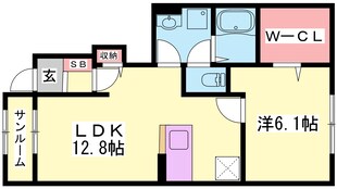 ヴィラ　ドゥ　グレーヌ梅ケ谷Ｄの物件間取画像